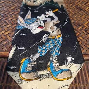 Vintage 90s Looney Tunes Bugs Bunny Daffy Duck Men's Neck Tie